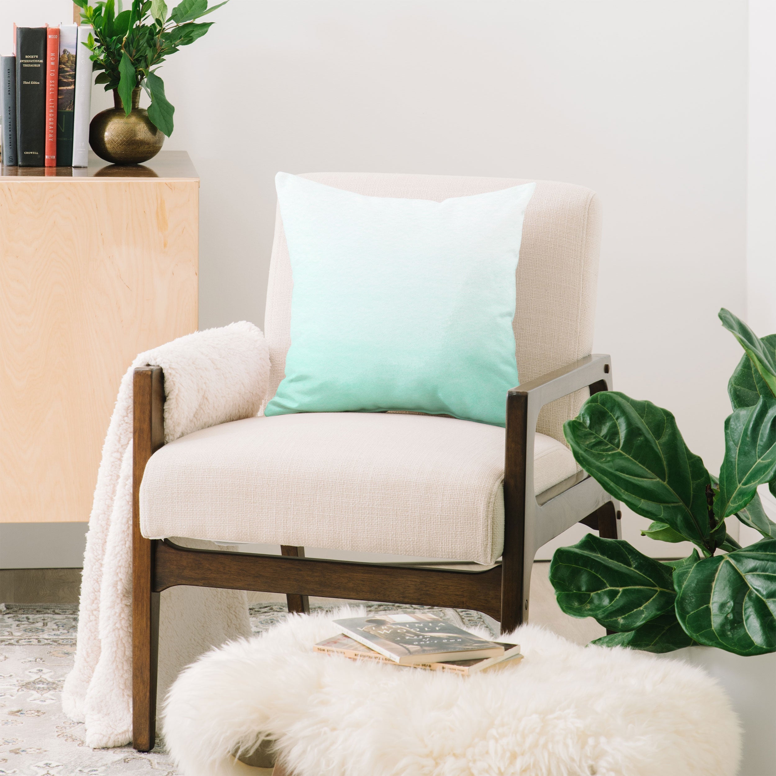 Social Proper Mint Ombre Throw Pillow