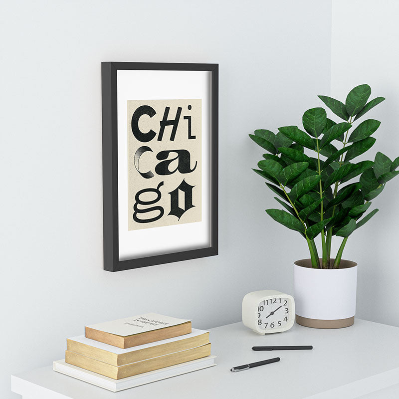 Society6 Design Studio Chicago Found Text Recessed Framing Rectangle