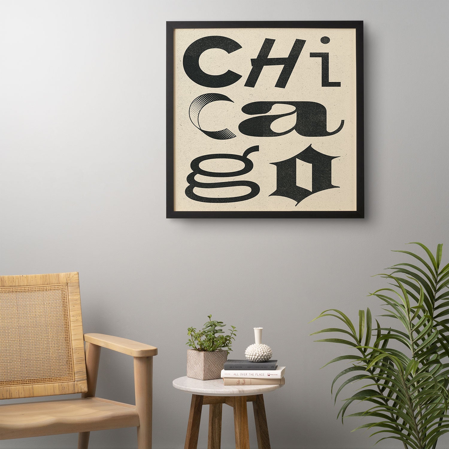 Society6 Design Studio Chicago Found Text Framed Wall Art
