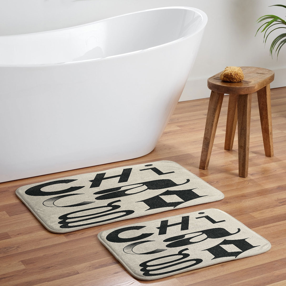 Society6 Design Studio Chicago Found Text Memory Foam Bath Mat