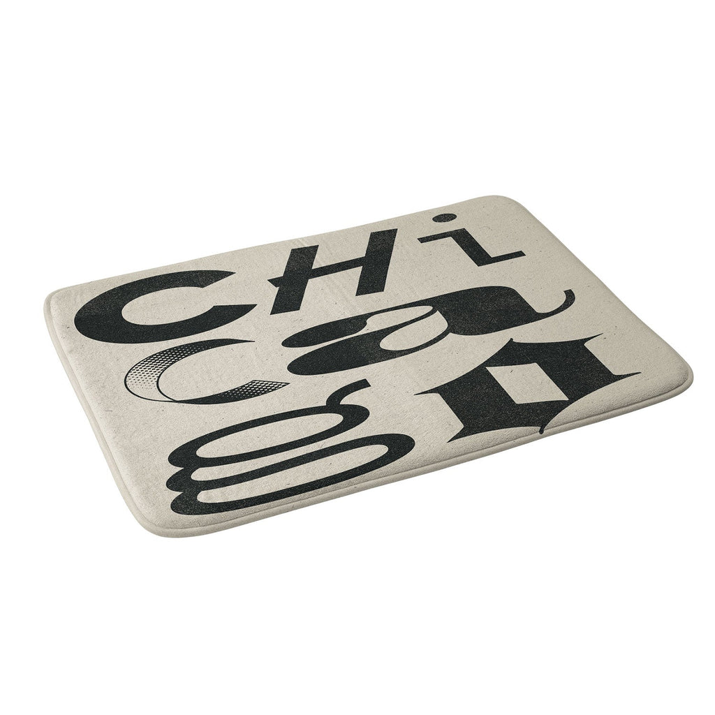 Society6 Design Studio Chicago Found Text Memory Foam Bath Mat
