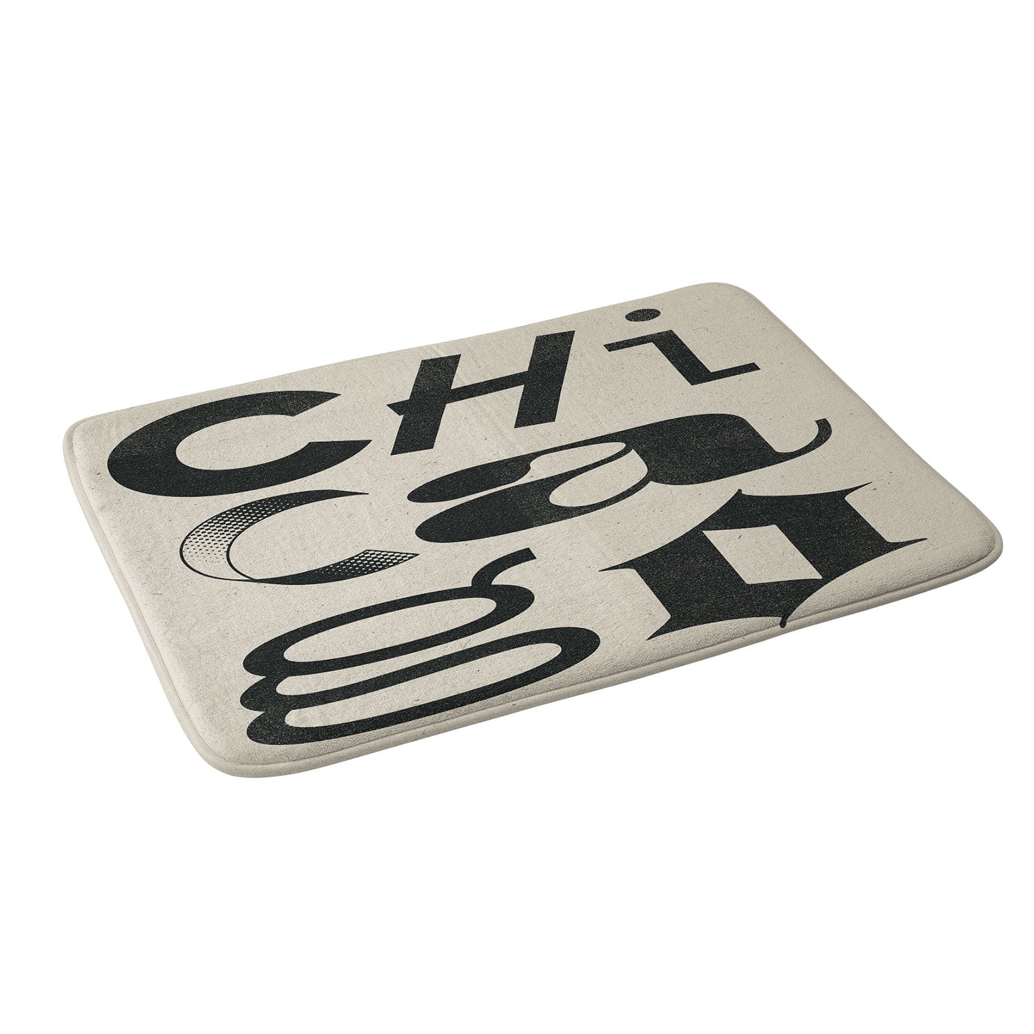 Society6 Design Studio Chicago Found Text Memory Foam Bath Mat
