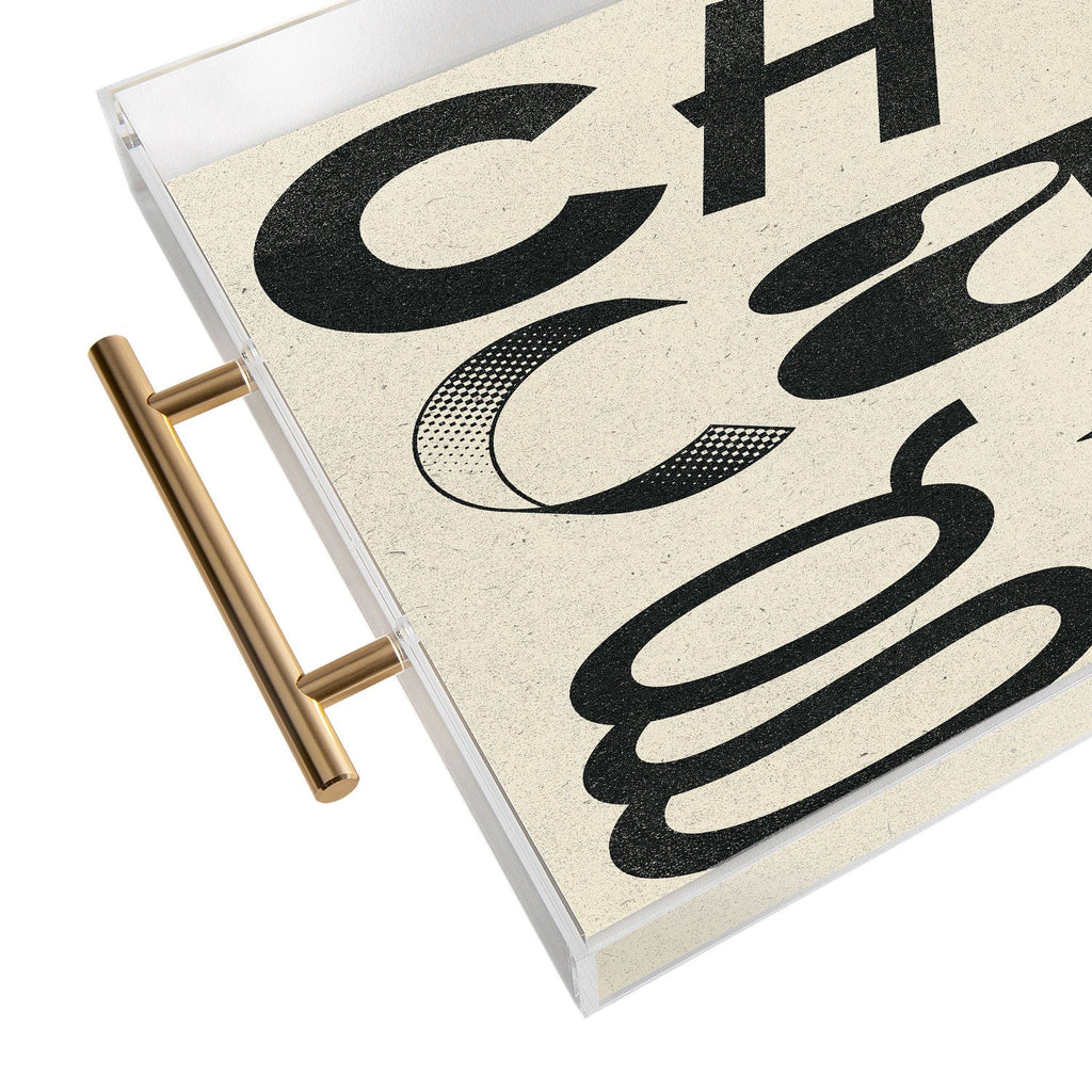 Society6 Design Studio Chicago Found Text Acrylic Tray