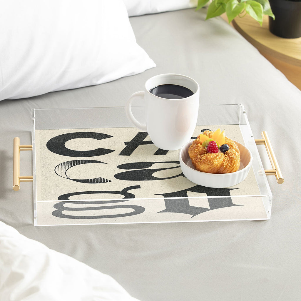 Society6 Design Studio Chicago Found Text Acrylic Tray