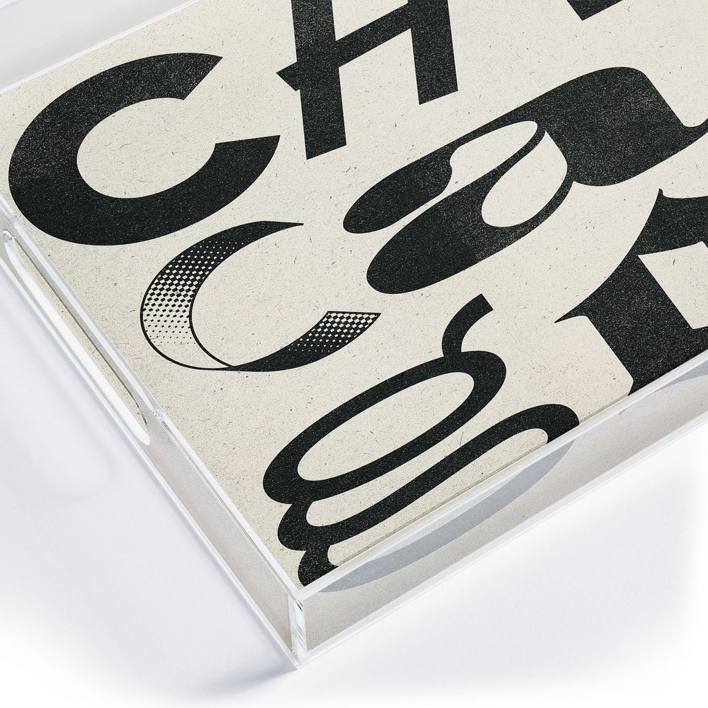 Society6 Design Studio Chicago Found Text Acrylic Tray