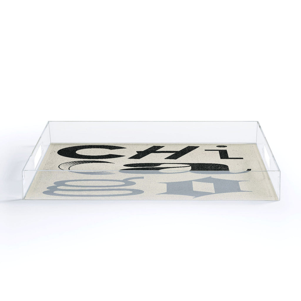 Society6 Design Studio Chicago Found Text Acrylic Tray