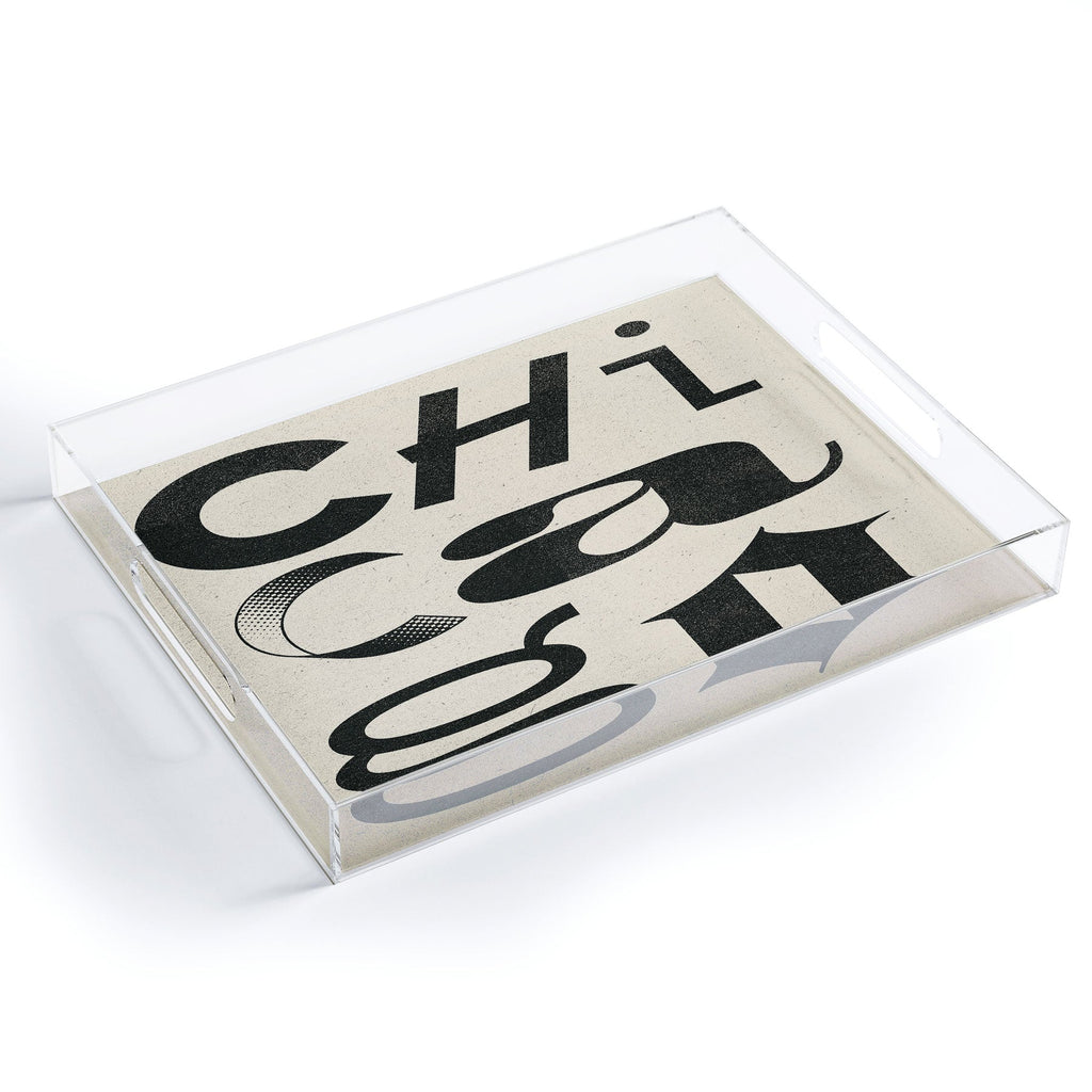 Society6 Design Studio Chicago Found Text Acrylic Tray