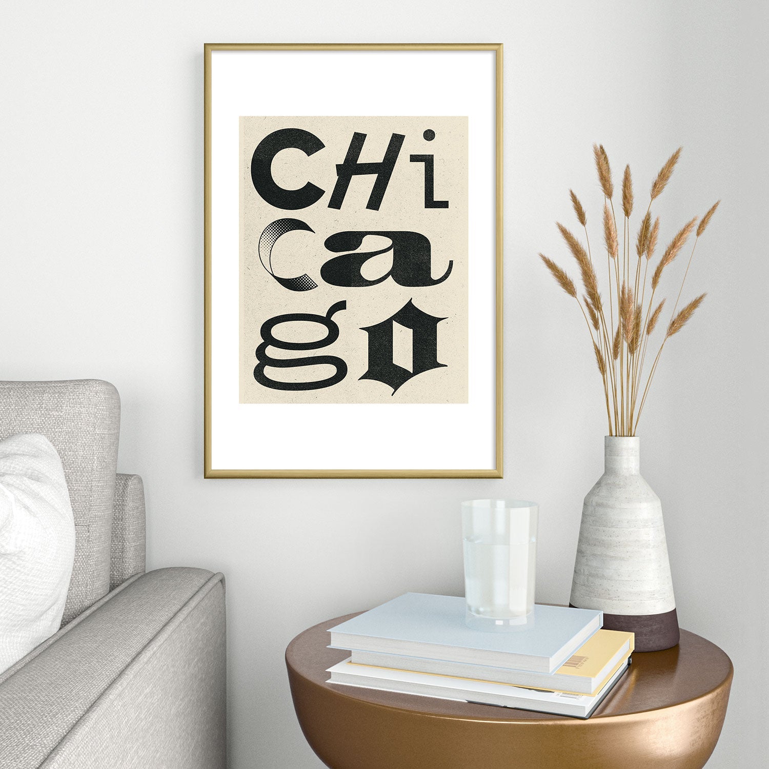 Society6 Design Studio Chicago Found Text Metal Framed Art Print