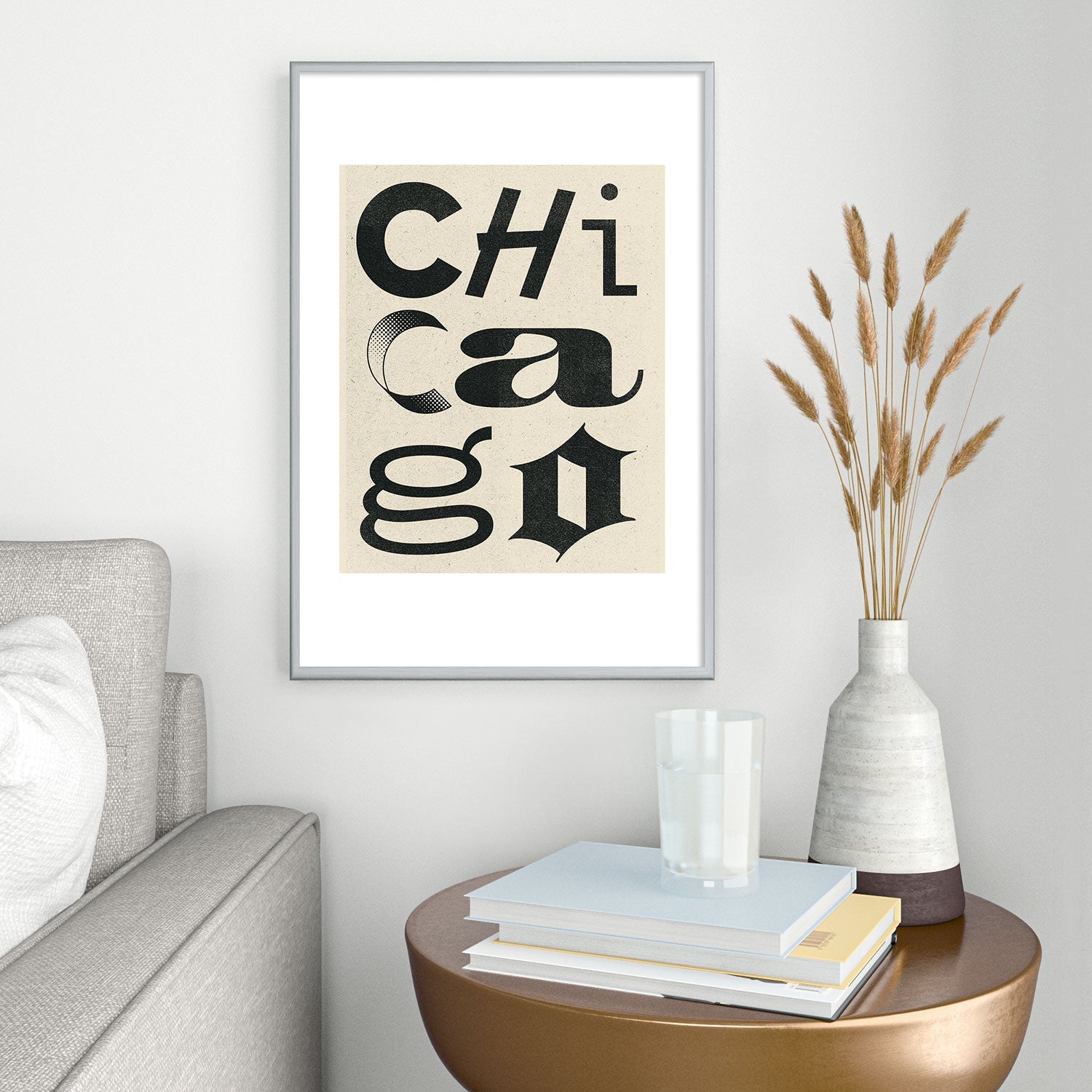 Society6 Design Studio Chicago Found Text Metal Framed Art Print