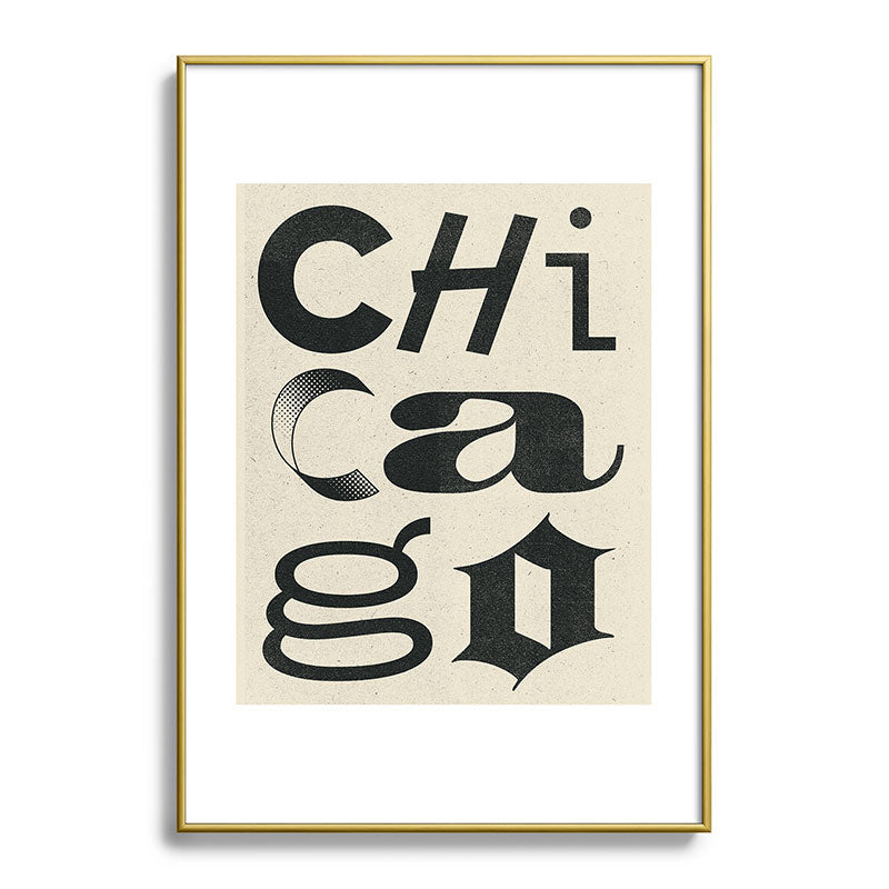 Society6 Design Studio Chicago Found Text Metal Framed Art Print