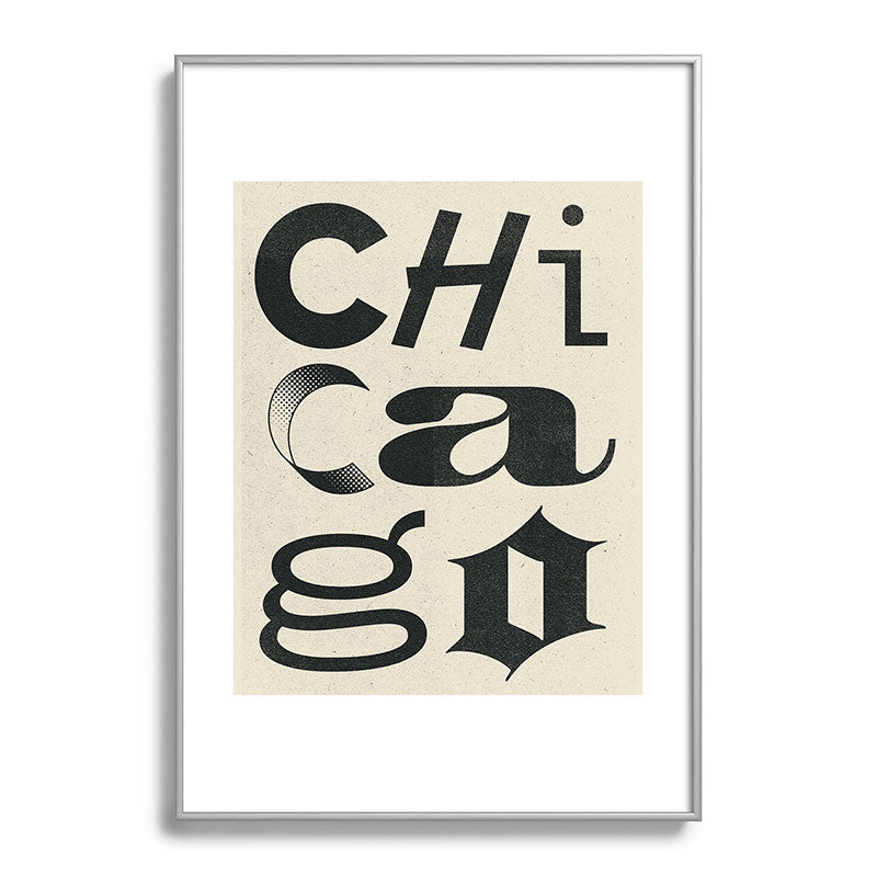 Society6 Design Studio Chicago Found Text Metal Framed Art Print
