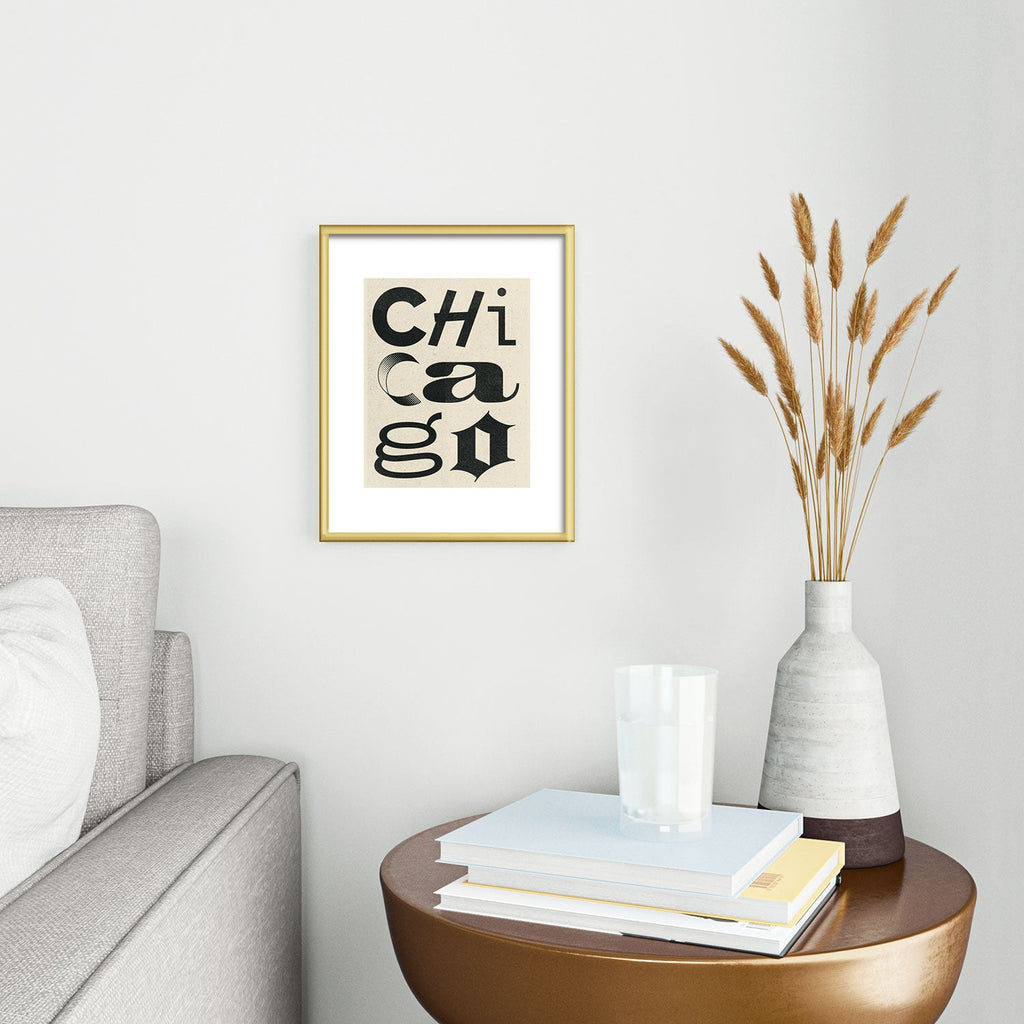 Society6 Design Studio Chicago Found Text Metal Framed Art Print