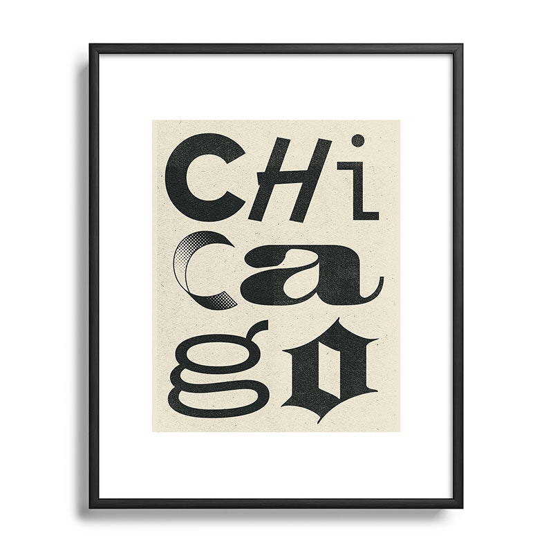 Society6 Design Studio Chicago Found Text Metal Framed Art Print