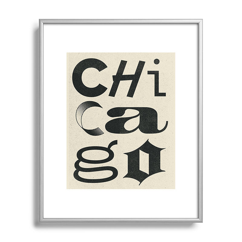 Society6 Design Studio Chicago Found Text Metal Framed Art Print