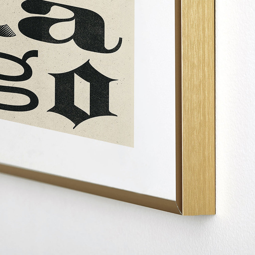 Society6 Design Studio Chicago Found Text Metal Framed Art Print