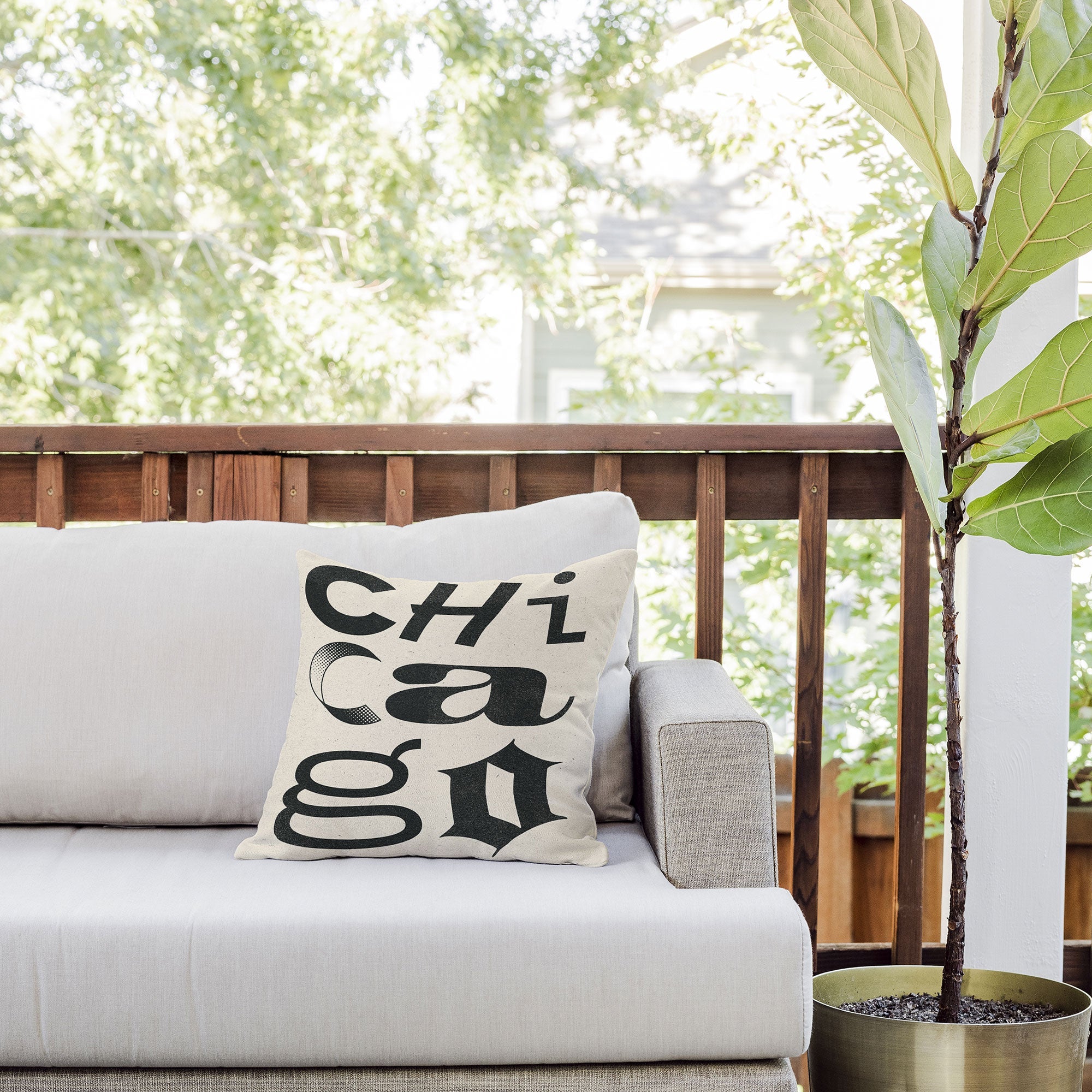 Society6 Design Studio Chicago Found Text Outdoor Throw Pillow