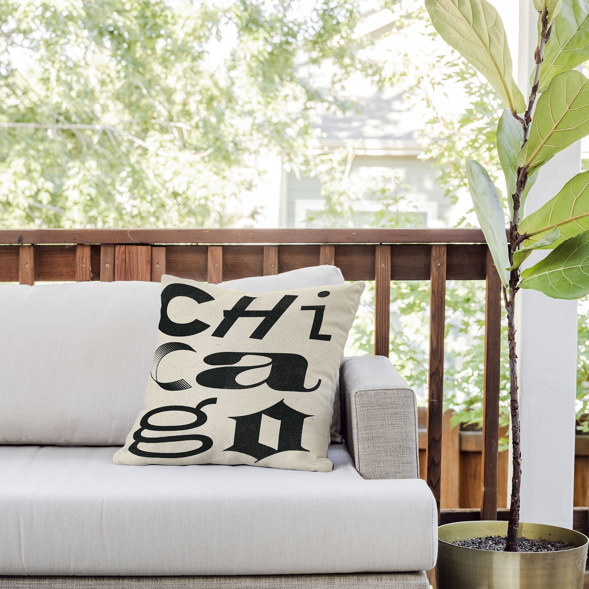 Society6 Design Studio Chicago Found Text Outdoor Throw Pillow