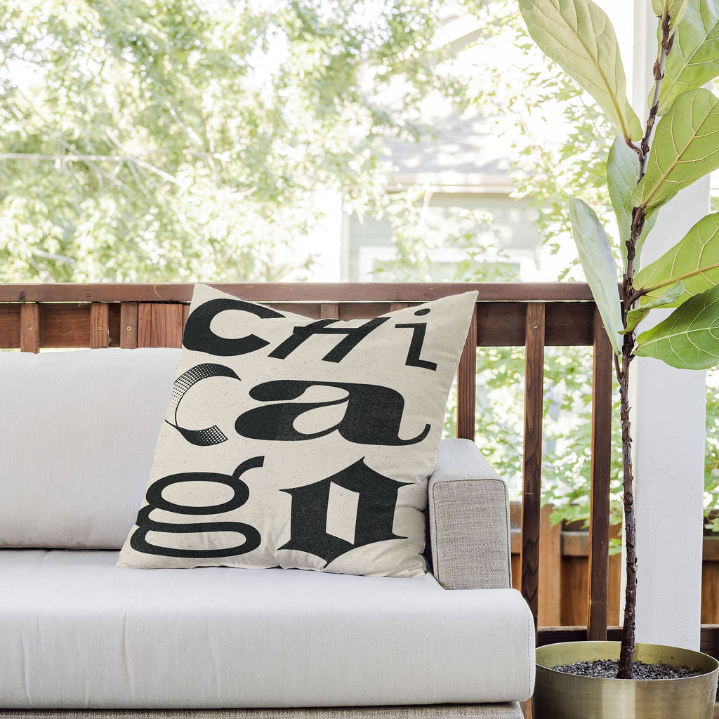 Society6 Design Studio Chicago Found Text Outdoor Throw Pillow