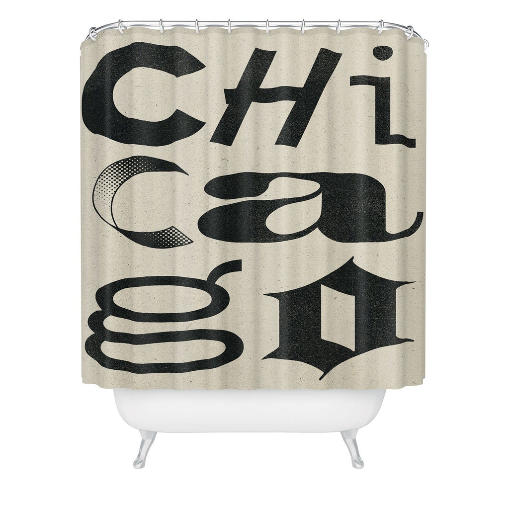 Society6 Design Studio Chicago Found Text Shower Curtain