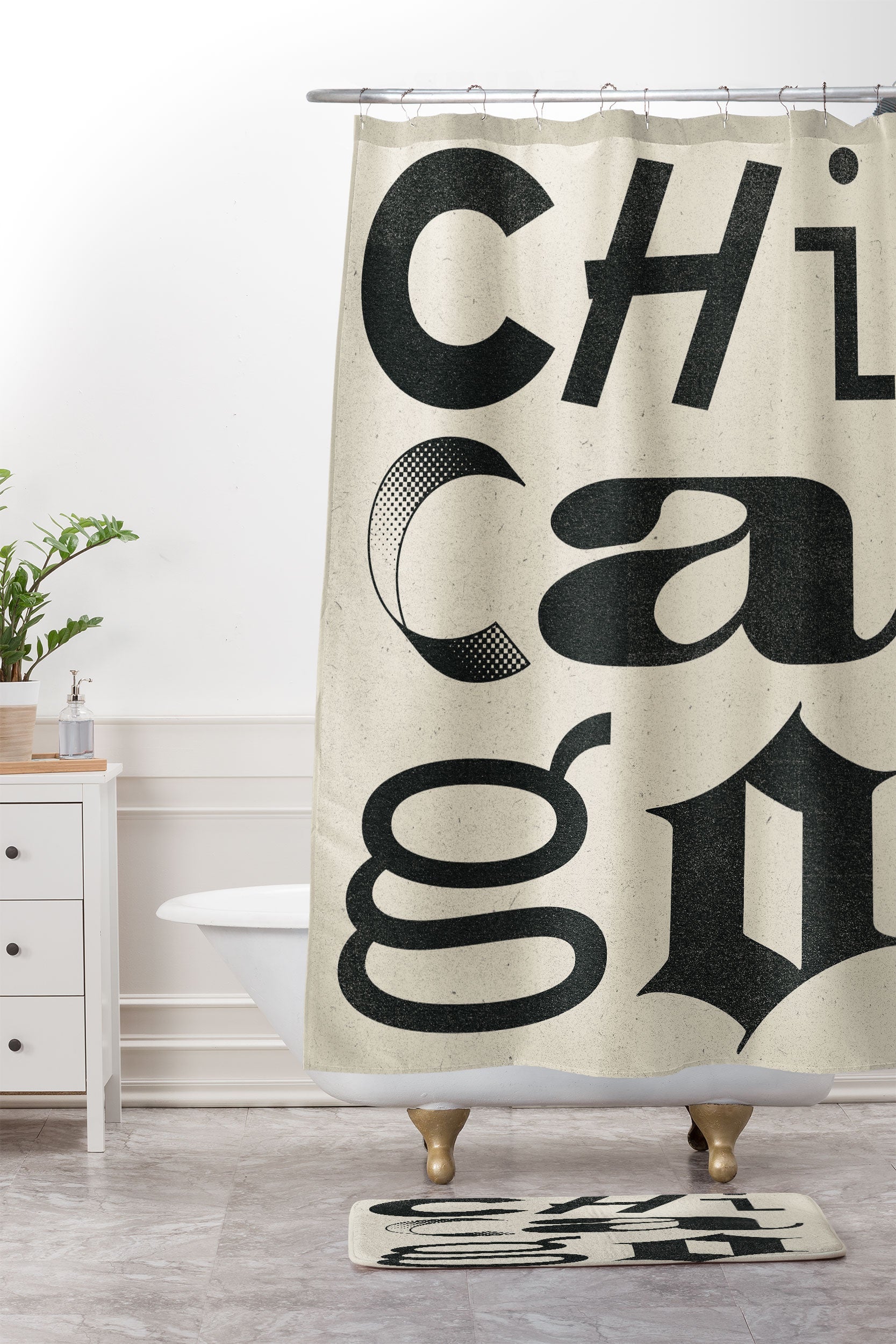 Society6 Design Studio Chicago Found Text Memory Foam Bath Mat