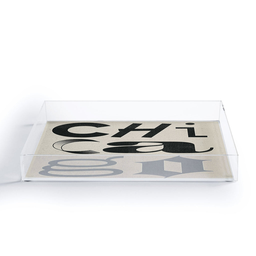 Society6 Design Studio Chicago Found Text Acrylic Tray