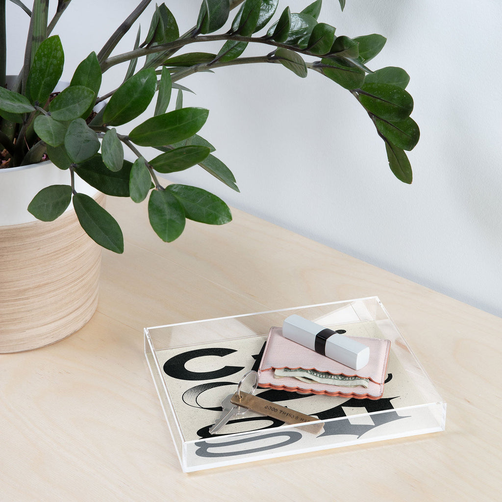 Society6 Design Studio Chicago Found Text Acrylic Tray