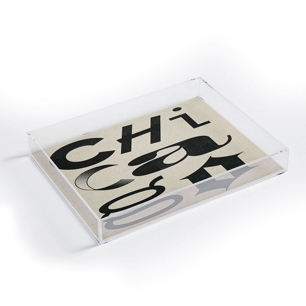 Society6 Design Studio Chicago Found Text Acrylic Tray