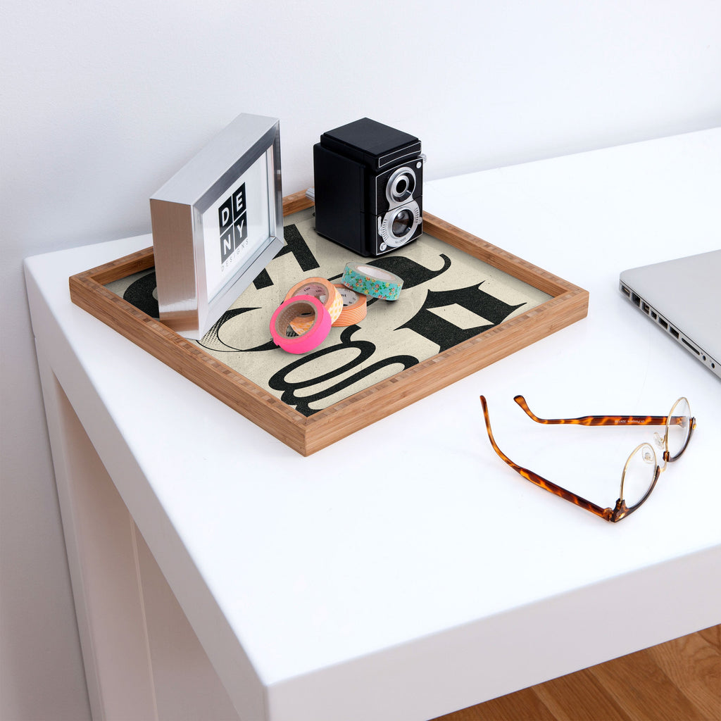 Society6 Design Studio Chicago Found Text Square Tray