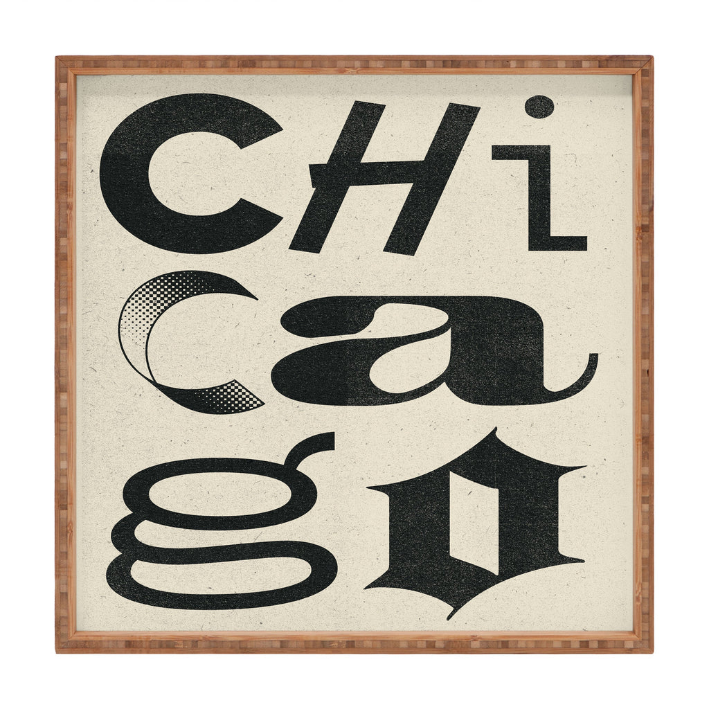 Society6 Design Studio Chicago Found Text Square Tray