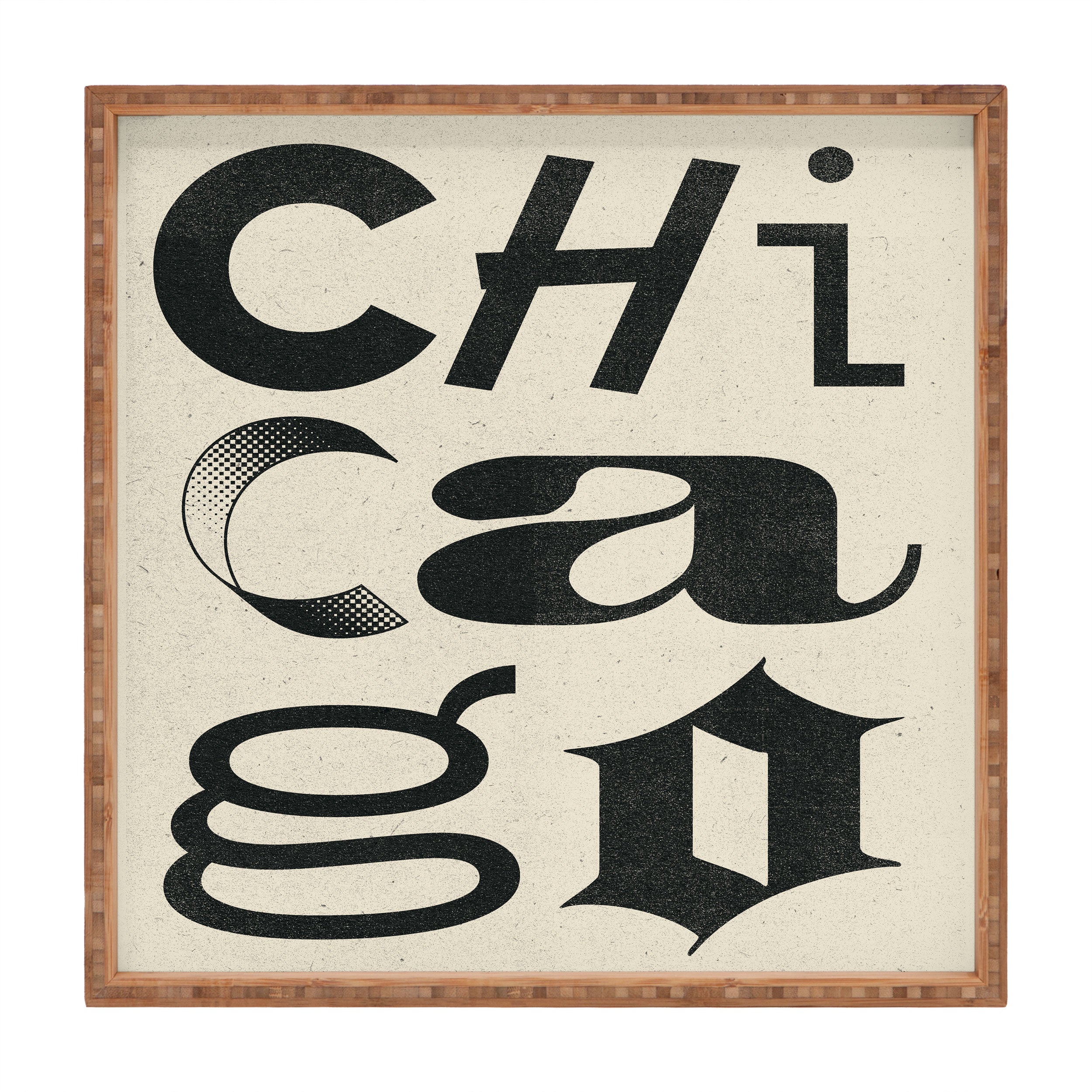 Society6 Design Studio Chicago Found Text Square Tray