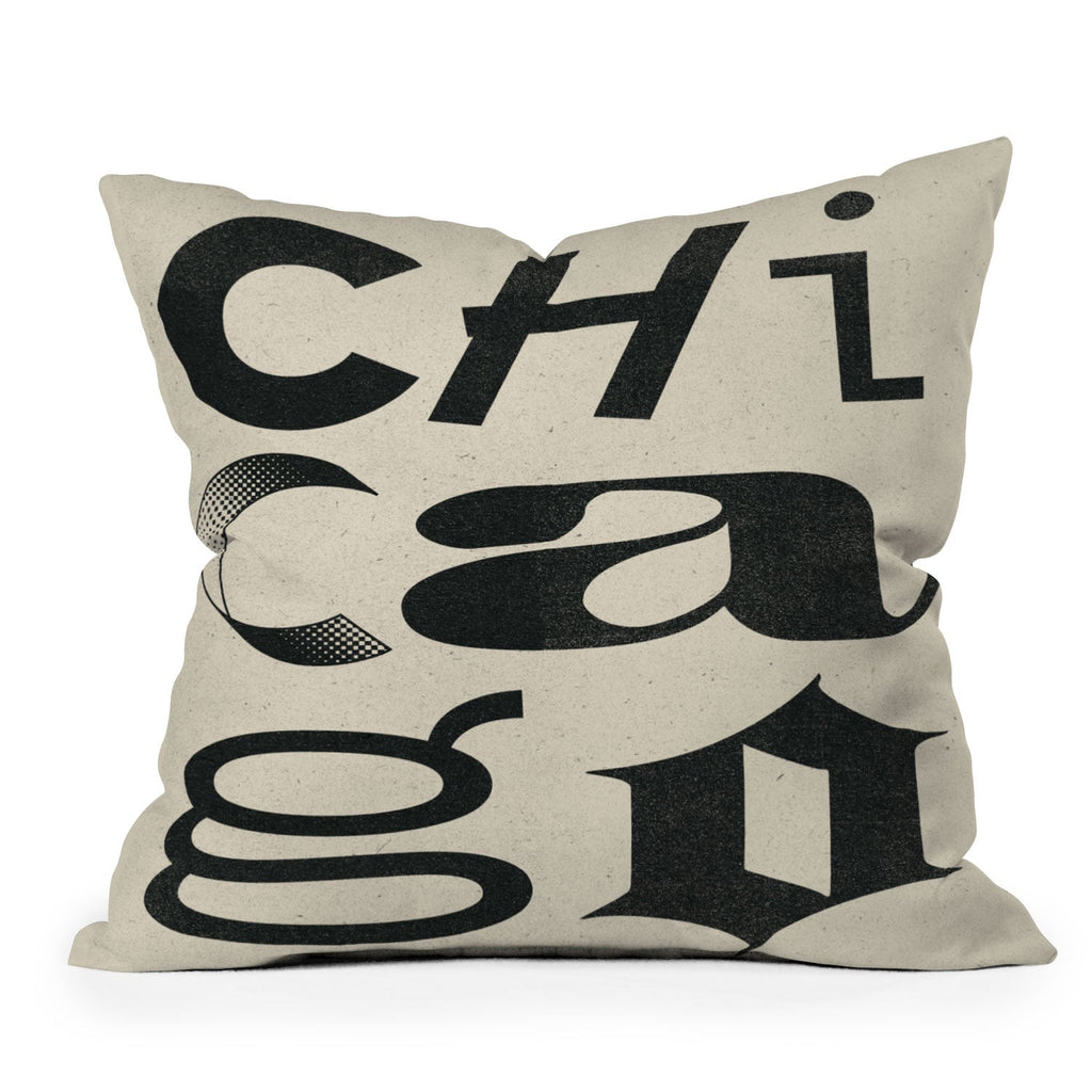 Society6 Design Studio Chicago Found Text Outdoor Throw Pillow