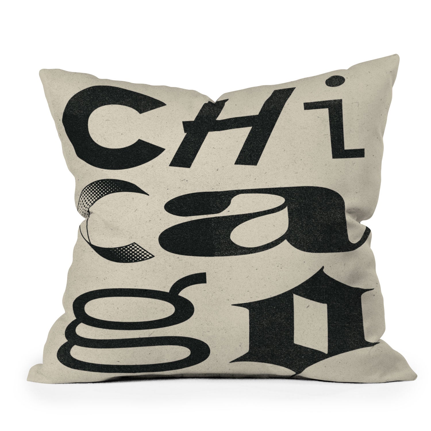 Society6 Design Studio Chicago Found Text Outdoor Throw Pillow
