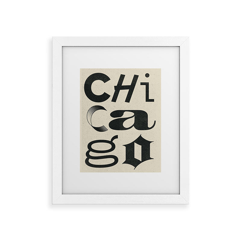 Society6 Design Studio Chicago Found Text Framed Art Print