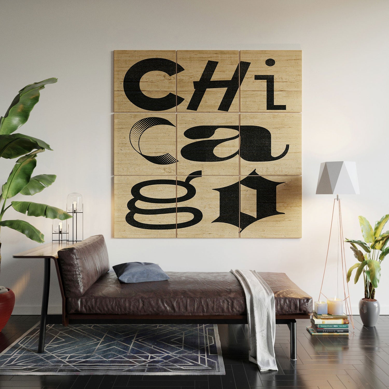 Society6 Design Studio Chicago Found Text Wood Wall Mural