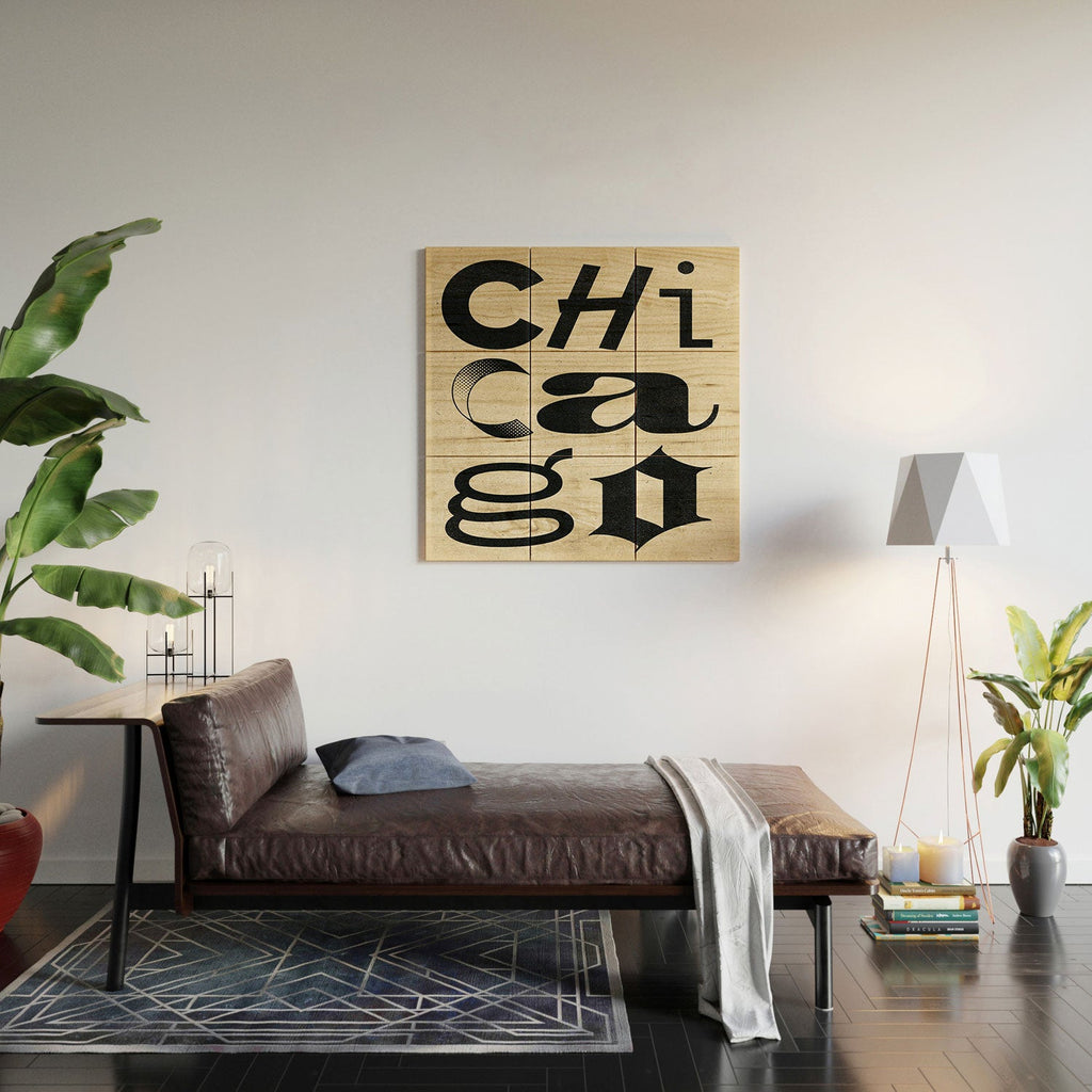 Society6 Design Studio Chicago Found Text Wood Wall Mural
