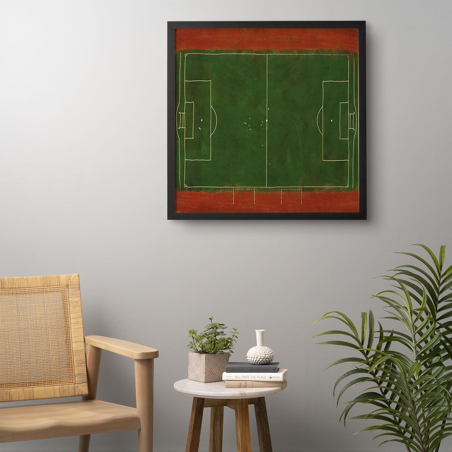 Society6 Design Studio Soccer Field Aerial Painting Framed Wall Art