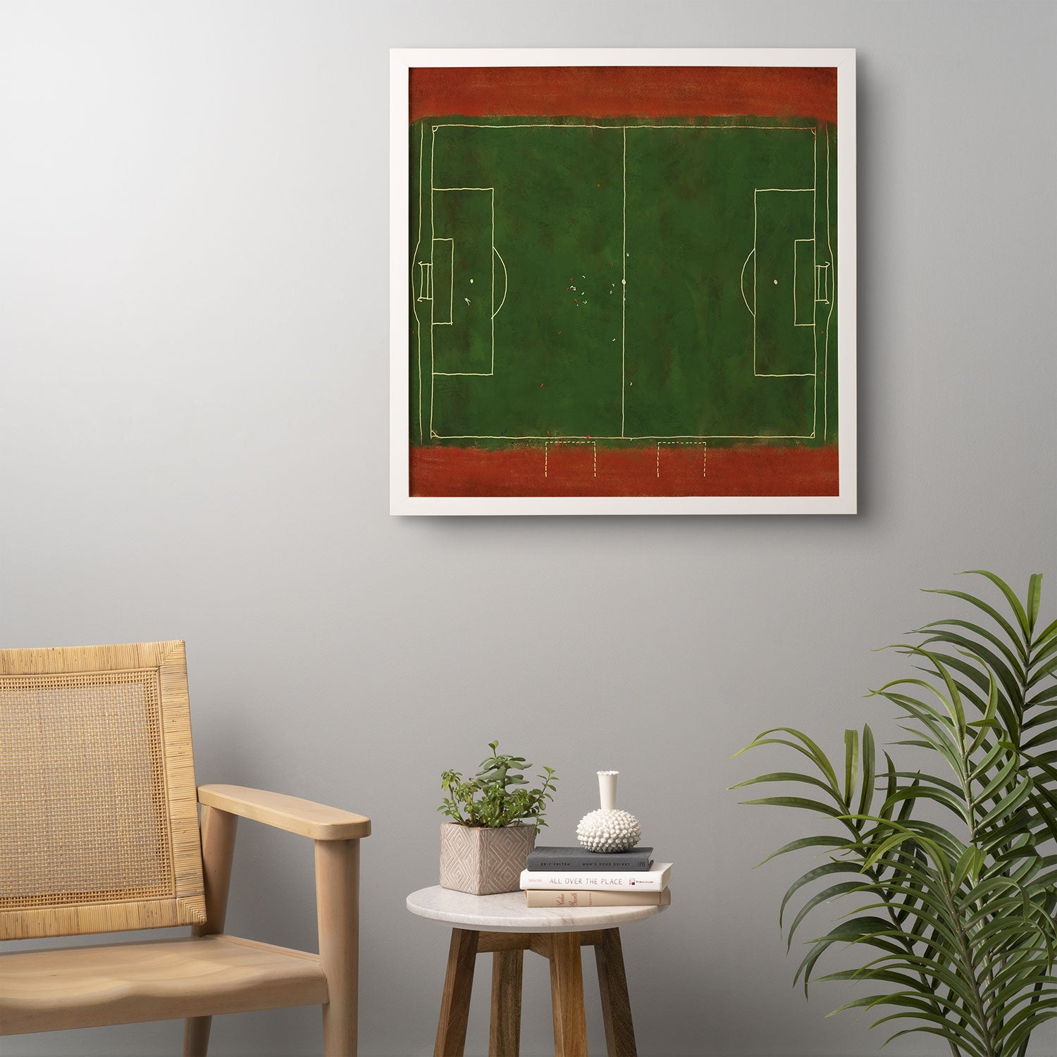 Society6 Design Studio Soccer Field Aerial Painting Framed Wall Art