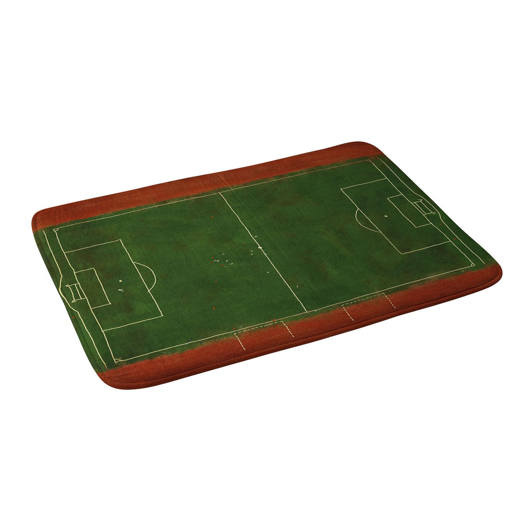 Society6 Design Studio Soccer Field Aerial Painting Memory Foam Bath Mat