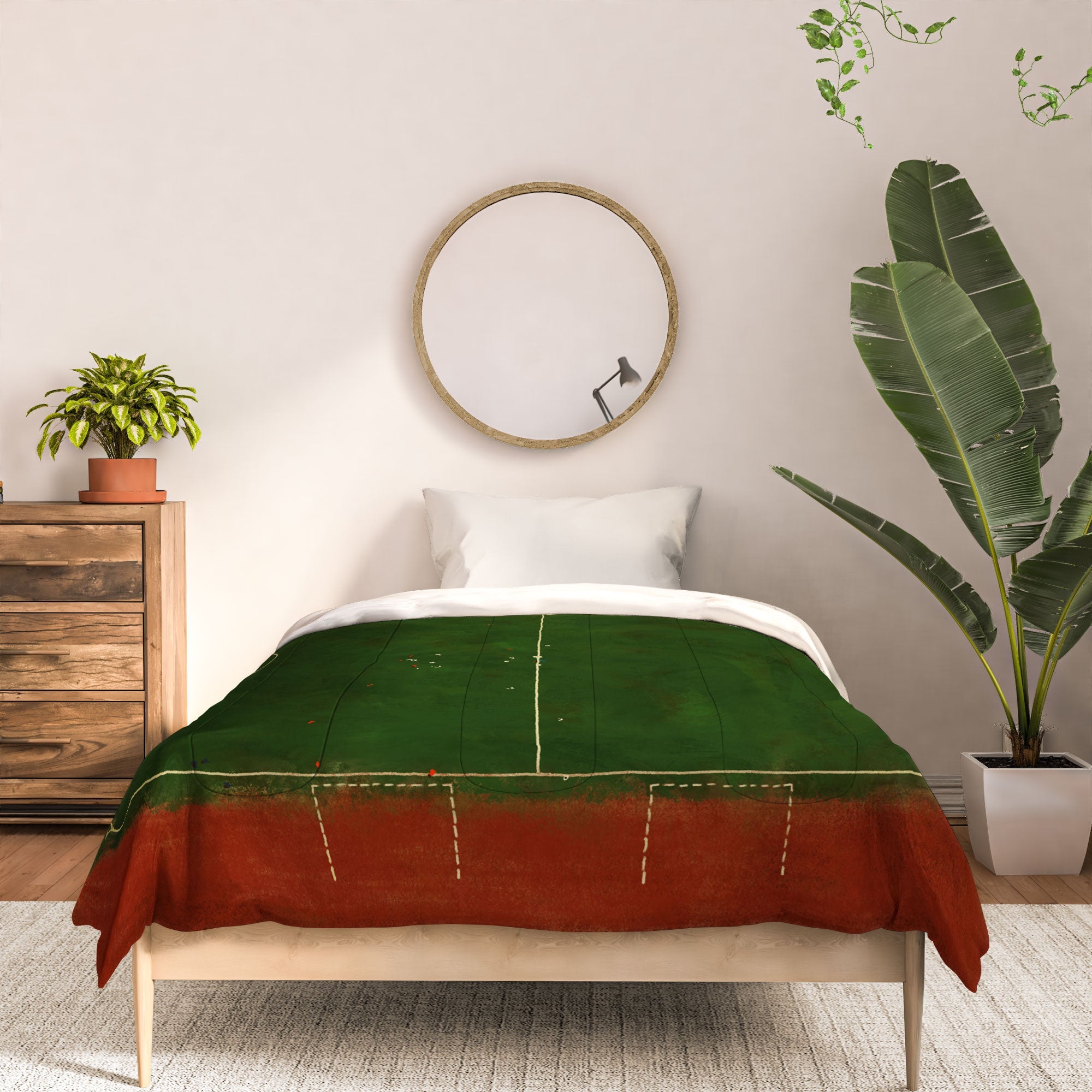 Society6 Design Studio Soccer Field Aerial Painting Comforter