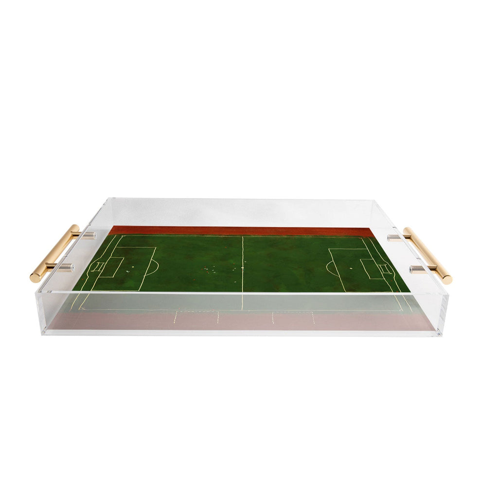 Society6 Design Studio Soccer Field Aerial Painting Acrylic Tray