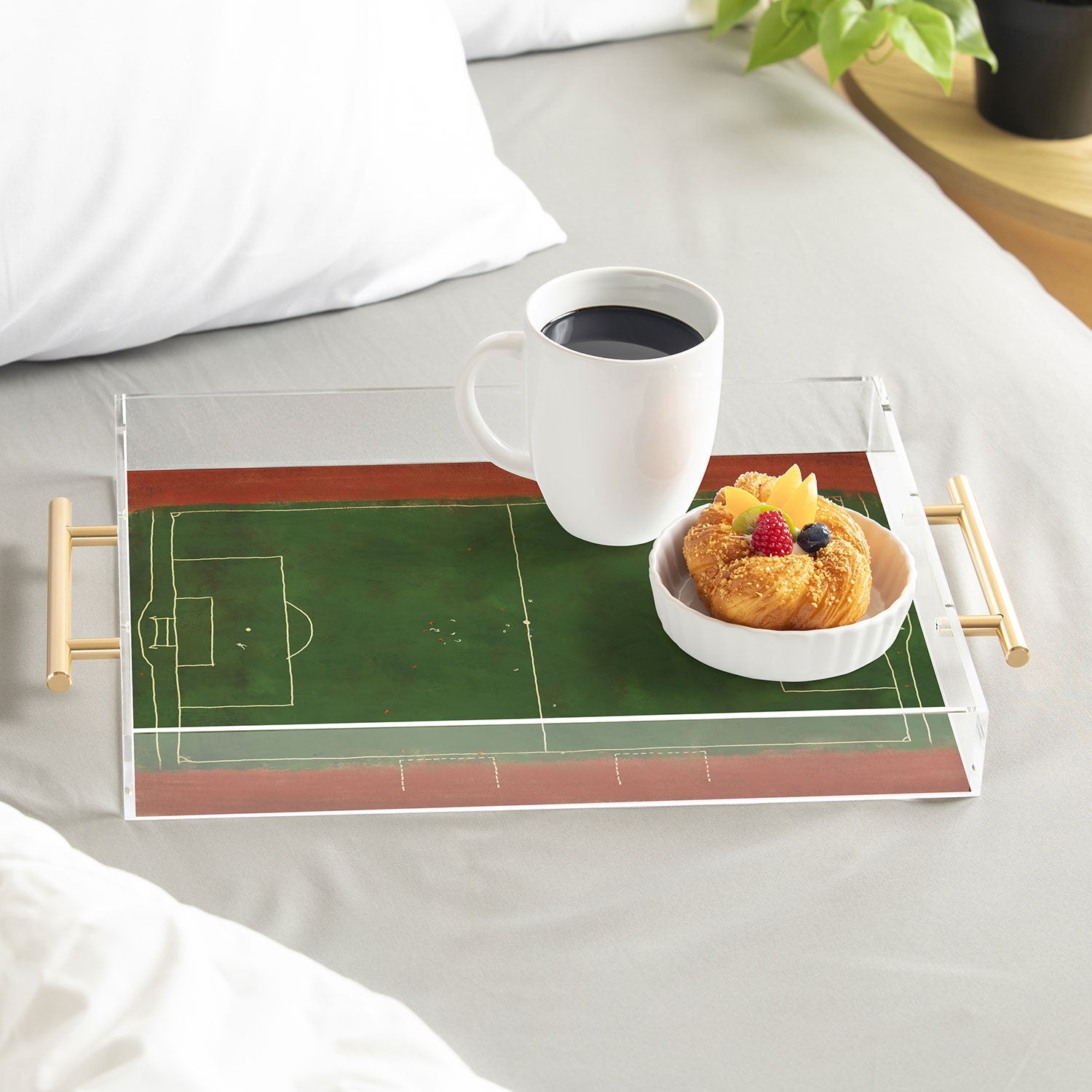 Society6 Design Studio Soccer Field Aerial Painting Acrylic Tray
