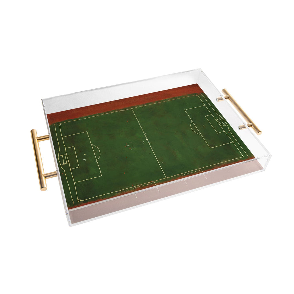 Society6 Design Studio Soccer Field Aerial Painting Acrylic Tray
