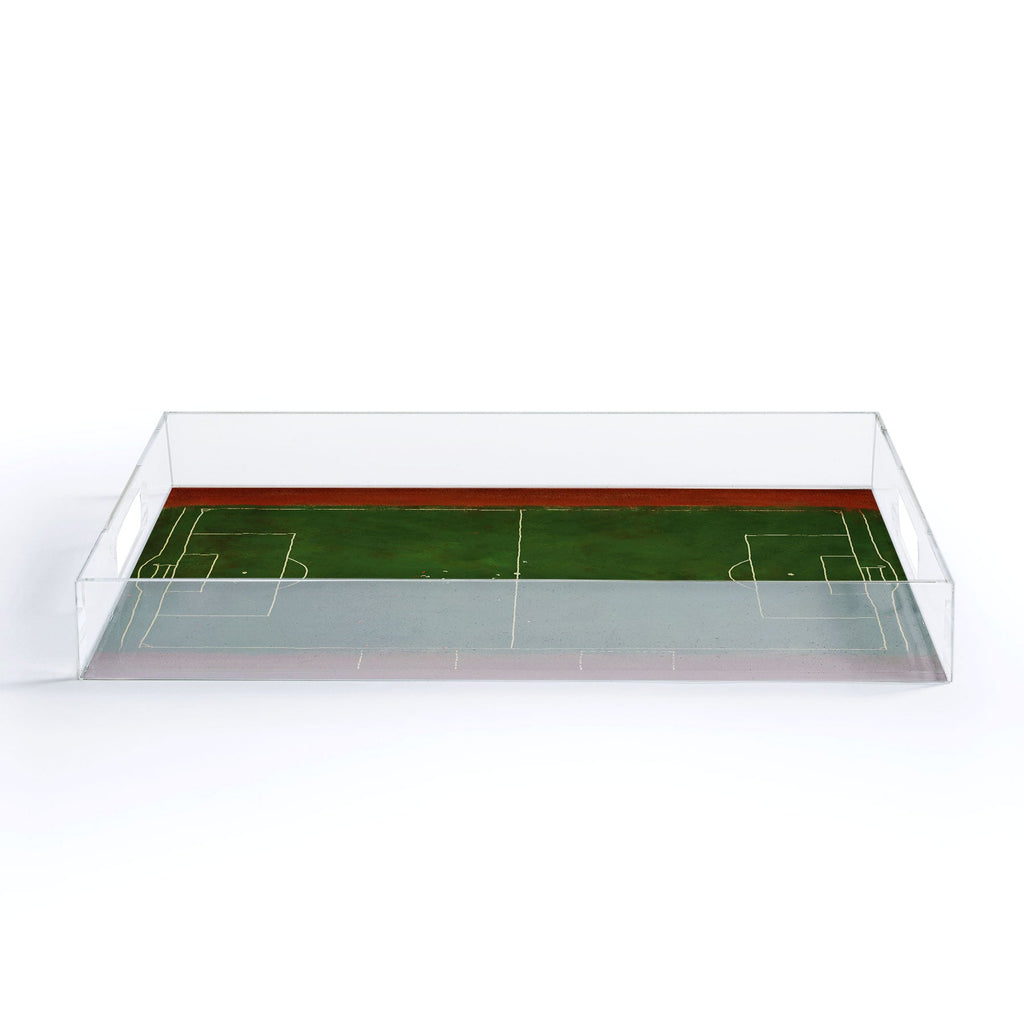 Society6 Design Studio Soccer Field Aerial Painting Acrylic Tray
