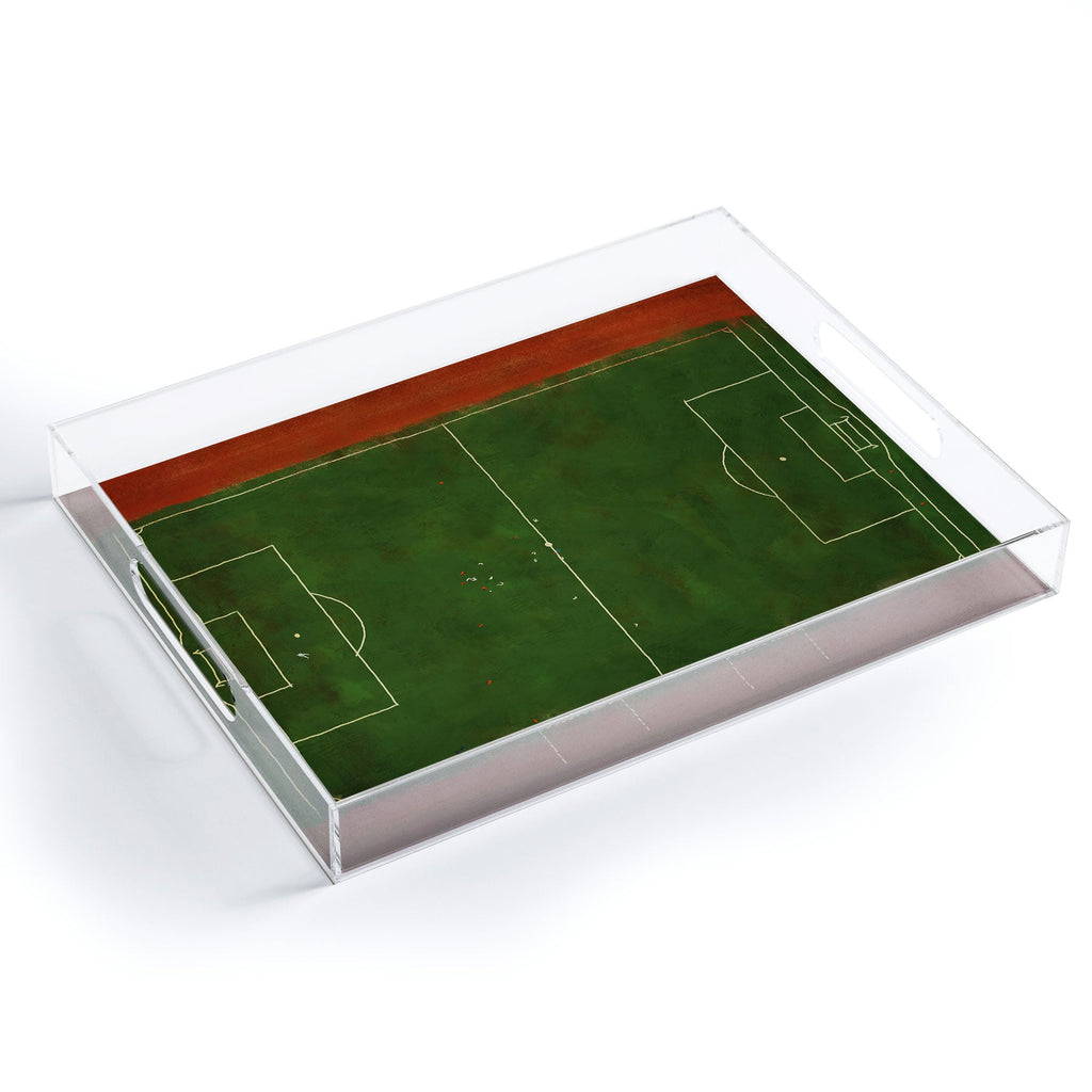 Society6 Design Studio Soccer Field Aerial Painting Acrylic Tray