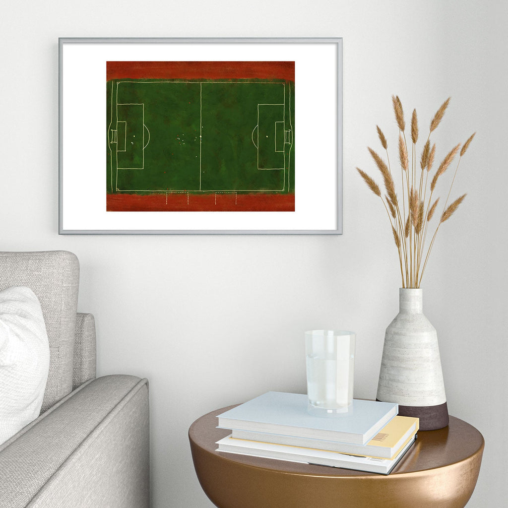 Society6 Design Studio Soccer Field Aerial Painting Metal Framed Art Print