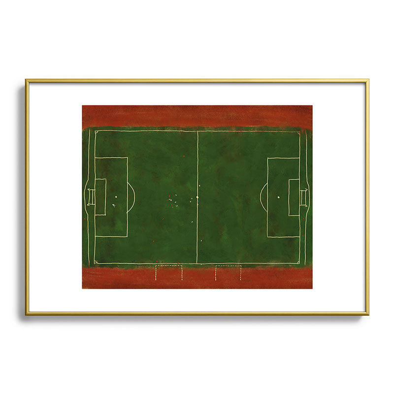 Society6 Design Studio Soccer Field Aerial Painting Metal Framed Art Print