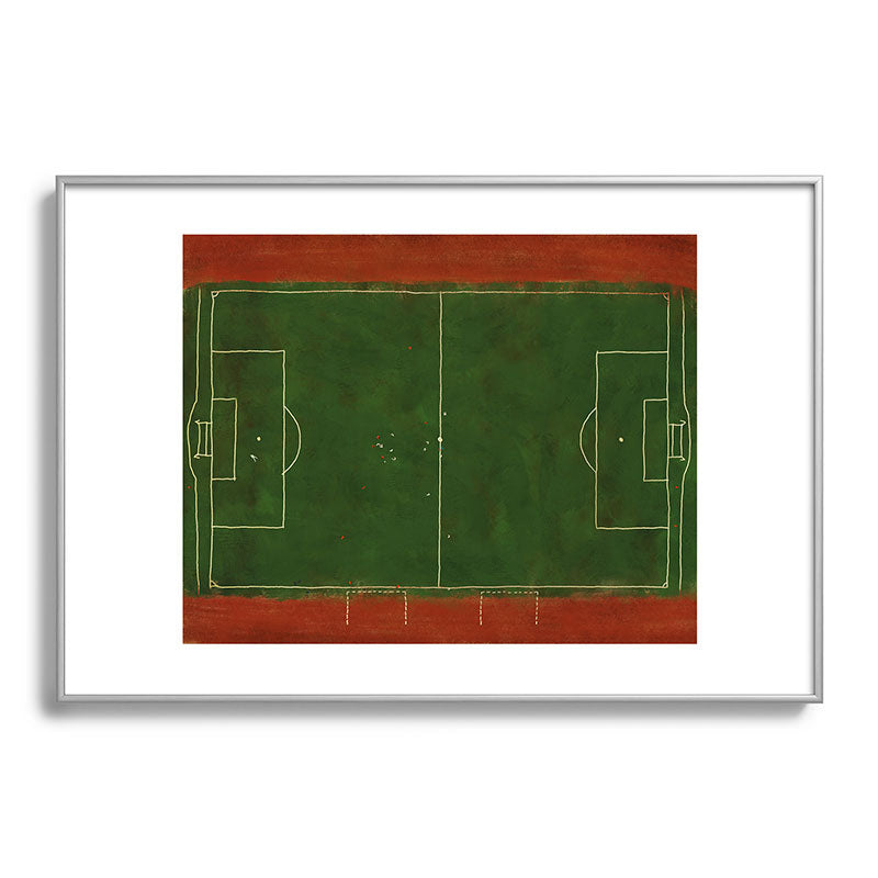 Society6 Design Studio Soccer Field Aerial Painting Metal Framed Art Print