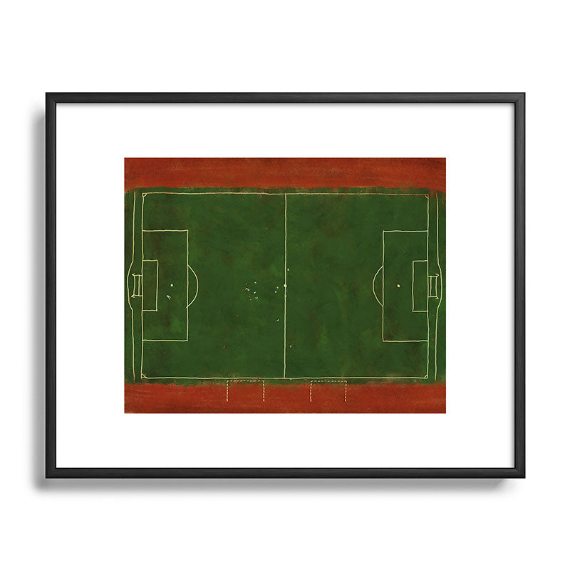 Society6 Design Studio Soccer Field Aerial Painting Metal Framed Art Print