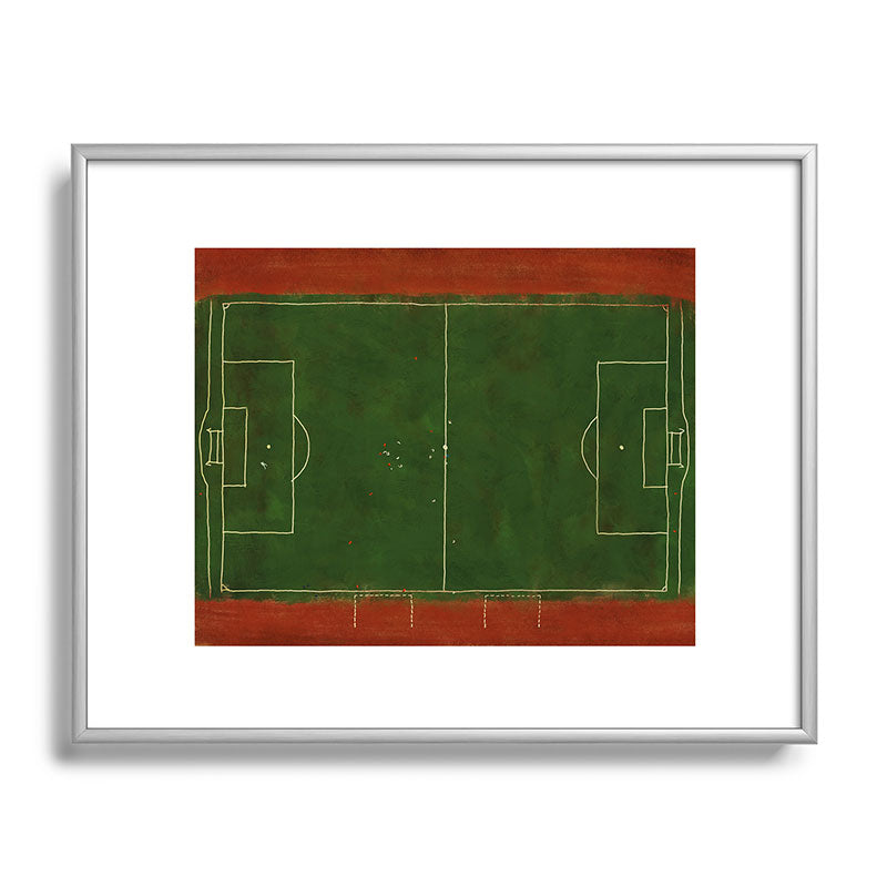Society6 Design Studio Soccer Field Aerial Painting Metal Framed Art Print