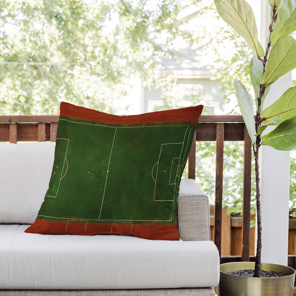 Society6 Design Studio Soccer Field Aerial Painting Outdoor Throw Pillow